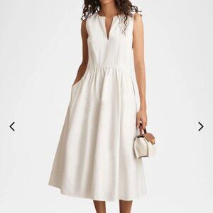 Reiss Liza Sleeveless Cotton Midi Dress White Size 2 $240 NWOT